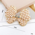 Ornement nœud en perles et strass colorés sur base en alliage doré 43mm - Nœud En Strass AB (D017)