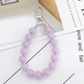 Detail of purple acrylic beaded chain with silver metal lobster clasp and clear core beads - Bead-in-Bead Pendant / Purple