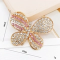 Macro de breloque papillon 27x35mm avec strass roses et blancs sur alliage doré - Papillon En Strass Rose Et Blanc (D005)