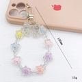 Bunte Handy-Perlenkette mit Macaron-Sternen und Schleife, 130mm Kette im Candy-Stil - Stern-Stil (K1375)