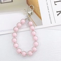 Pink candy-colored acrylic beaded pendant with silver lobster clasp for bag decoration - Bead-in-Bead Pendant / Pink