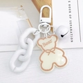 White acrylic bear keychain with chunky chain and bell for handbags and earphones - White Bear Pendant