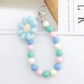 Macaron Perlenanhänger mit blauer Blume und Metallverschluss für Handyhüllen - Blue Flower Beaded Pendant