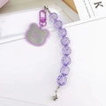 Correa de cuentas de acrílico moradas para móvil con colgante de espejo de osito - Morado
