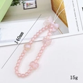 Rosa Perlen Handy Kette mit Meerjungfrau Bär Anhängern und transparenter Schleife - Handykette / Rosa (K1680)