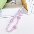 Süße lila Perlen Handyband mit schillernden Bären und Schleifenanhängern für Frauen - Handykette / Lila (K1682)
