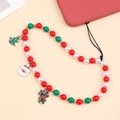 Christmas beaded phone strap with Santa Claus, reindeer, and tree charms on a red case - Colorful Beaded Style (K1818)