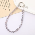 Translucent lavender crystal beaded wrist strap with silver metal ring and charm pendant - Purple (K4443)