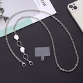 Silberne Handy-Umhängekette aus Metall mit Anhängern und transparentem Einlegeplättchen - Unregelmäßiger Geometrischer Stil (K1218+Patch)