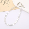 Iridescent aurora beaded phone wrist strap with silver metal ring and branding tag - AB Color (K4444)