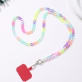 Colorful macaron acrylic chain phone strap with lobster clasp and red gasket pad - K1938 Solid Acrylic Crossbody + Red Patch / Macaron Colorblock