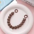 Detail of matte brown heart-shaped beaded chain with dual spring ring buckles - Coffee (K1866)