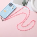 Detalle de funda azul claro con pato 3D y cadena de acrílico rosa cruzada para el teléfono - Pink (K1847)