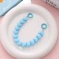 Close-up of sky blue heart-shaped faceted beads on a matte finish decorative chain - Blue (K1869)