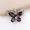 Sparkling purple crystal butterfly charm with silver base and white rhinestones - D1469 Marquise Butterfly (Purple)