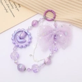 Ciondolo per telefono con perline viola, fiocco in tulle e pendente a tulipano - Viola (K4451)