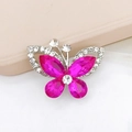 Sparkling butterfly charm for shoes and DIY crafts with pink crystals and rhinestones - D1471 Marquise Butterfly (Rose Red)