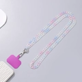 Pastel macaron acrylic chain phone strap with metal clasp and purple patch - K1937 Jelly Acrylic Crossbody + Rose Red Patch / Gradient Jelly Colors
