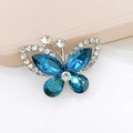 Silver-tone butterfly accessory featuring deep blue crystals and sparkling rhinestones - D1472 Marquise Butterfly (Peacock Blue)