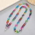 Colorful acrylic link chain with metallic coating and silver lobster clasp for bags - Crossbody Chain / UV Colorful Acrylic