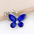 Blue crystal butterfly charm with silver alloy frame and inlaid rhinestones - D1473 Marquise Butterfly (Royal Blue)
