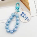 Blue mermaid bead keychain with KEEP YOUNG acrylic tag and silver spring hook - Blue (Everything Is Suitable)