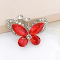 DIY rhinestone butterfly charm with red teardrop gemstones and silver metal base - D1475 Marquise Butterfly (Bright Red)