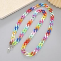 Rainbow acrylic chain strap for phone or bag with silver metal lobster clasps - Crossbody Chain / High Gloss Solid Light Acrylic