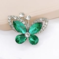 Silver-plated butterfly accessory with vibrant green gemstones and sparkling rhinestones - D1477 Marquise Butterfly (Dark Green)