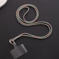 Detailed macro view of mint green and pink gradient rhinestone mesh phone lanyard - 4mm Drill Chain / Colorful