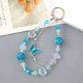 Ciondolo di perline blu con farfalla traslucida e chiusura a moschettone argento - Blu