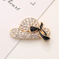 Sparkling crystal sun hat charm with gold finish and black bow for DIY accessory design - Gold Base Black Hat (D1977)