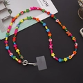 Colorful acrylic beaded mobile phone crossbody lanyard with heart and flower beads - Colorful Flower Heart Style (K1018)