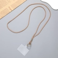 Luxurious champagne gold glitter woven phone lanyard with silver metal ring and strap - 4mm Drill Chain / Champagne
