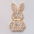 Ciondolo a forma di coniglio dorato con strass scintillanti e dettaglio fiocco raffinato - D926 Coniglio Oro