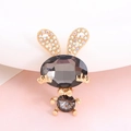 Detailed view of a rabbit charm with faceted dark grey gemstones and AB rhinestones - Rhinestone Rabbit (Grey)