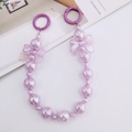 Chaîne de téléphone en perles violettes avec perles irisées et breloques papillon nacrées - Chaîne à main / Violet