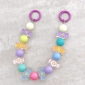 Cinturino per telefono in perline macaron colorate con anelli viola e cuori - Catena a mano / K1663 Caramella Colorata