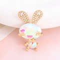 Charming rose gold bunny accessory with rainbow crystal and sparkling rhinestones - Rhinestone Rabbit (AB Colorful)