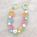 Colorful acrylic bead phone chain with tulip smiley face beads and green spring buckles - Hand Chain / K1665 Colorful Tulip