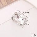 Makroaufnahme von 14x10mm rechteckigem Kristallstein mit silberner Metallkrallenfassung - C422-10*14 Octagon Krallenfassung / Transparent Octagon