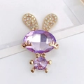Cute purple crystal rabbit charm with golden alloy accents and micro rhinestones - Rhinestone Rabbit (Purple)