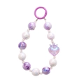 Catena per cellulare con perline cuore corona sirena in viola e bianco iridescente - Viola