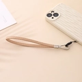 Dragonne de téléphone minimaliste en cuir PU kaki clair avec fermoir en métal argenté - Khaki