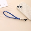Dragonne de téléphone en cuir PU bleu avec double couture et fermoir mousqueton argenté - Bleu