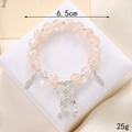Pink moonstone bead bracelet with butterfly charm, 6.5cm inner diameter, 25g weight - Light Pink Ice Crackle + Butterfly (K3637)