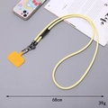 Light yellow leather phone lanyard with black adjuster and metal hook, 68cm crossbody strap - PU Leather Style (K3186)