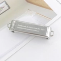 Polished silver metal phone clip with engraved motivational quotes and circular rings - D2180 Single Letter Clip