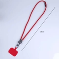 Crossbody red leather phone lanyard with metal clasp and 45cm neck strap length - Short PU Leather Style (K3690)