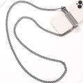 Deep grey metal crossbody phone chain strap with Forever Love engraved wave clip - D2184 Gun Black Heart Clip + D096 Gun Black Chain